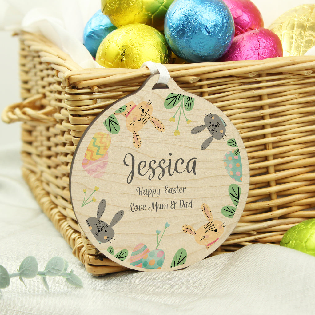 Personalised Easter Bunny Wooden Decoration - Buy Hanging Decorations & Signs at GiftMasters.co.uk