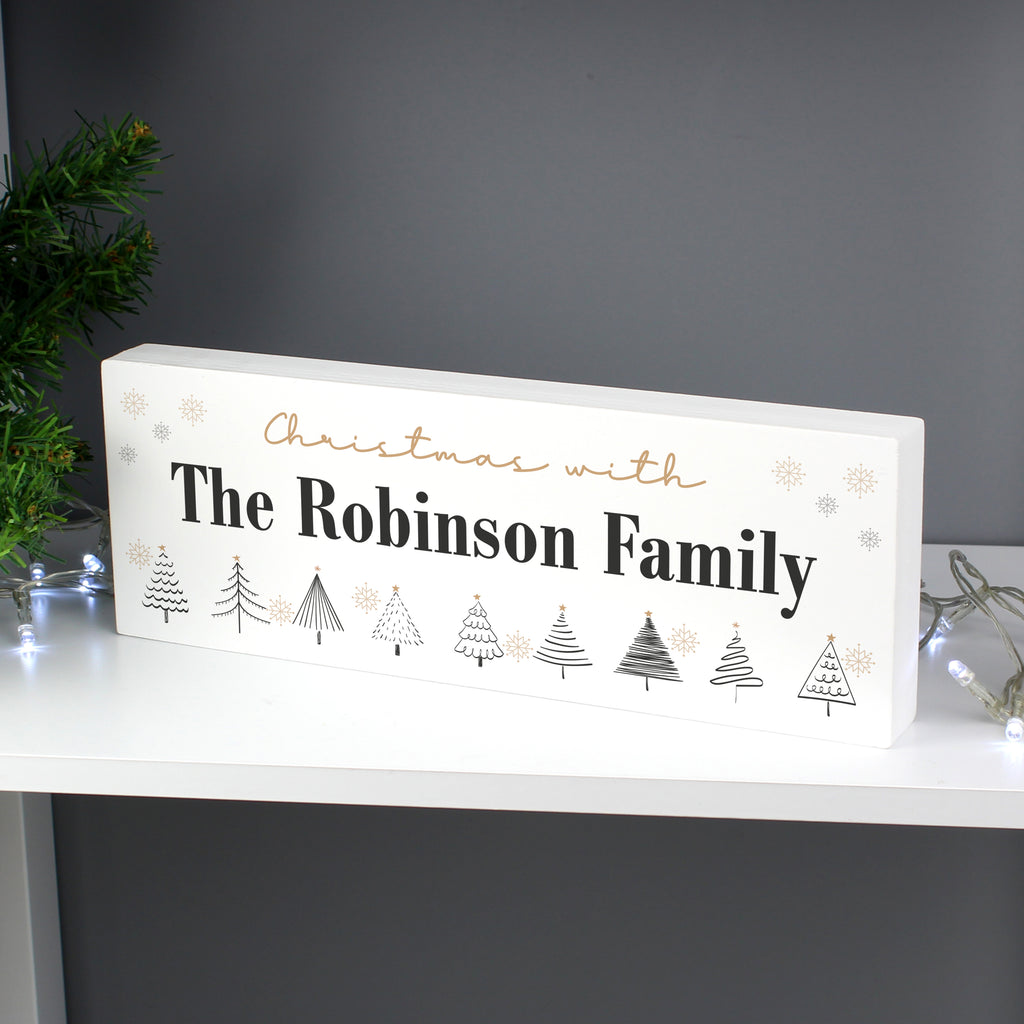 Personalised Christmas Tree Wooden Mantel Decoration - Buy Ornaments at GiftMasters.co.uk