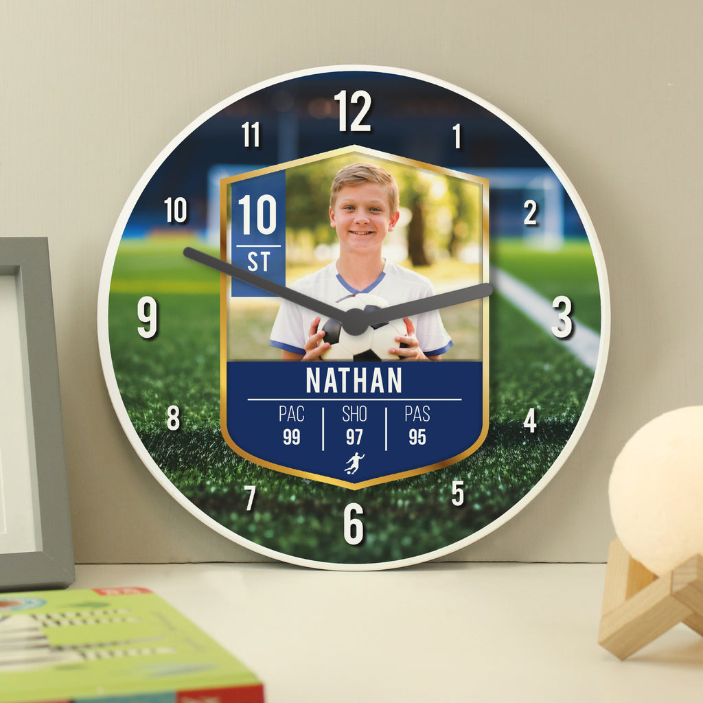 Personalised Football Photo Upload Childrens Clock - Buy Wooden at GiftMasters.co.uk