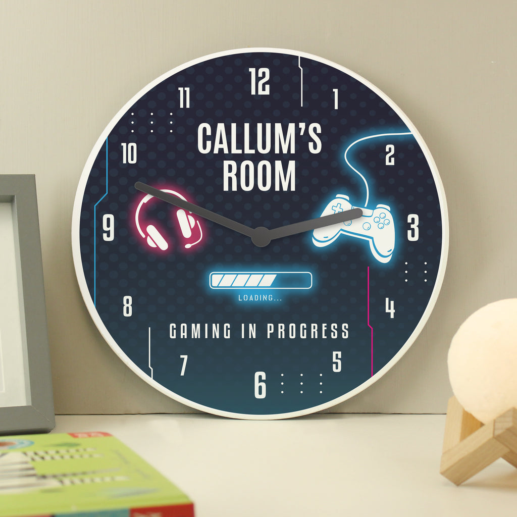 Personalised Gaming Wooden Childrens Clock - Buy Wooden at GiftMasters.co.uk