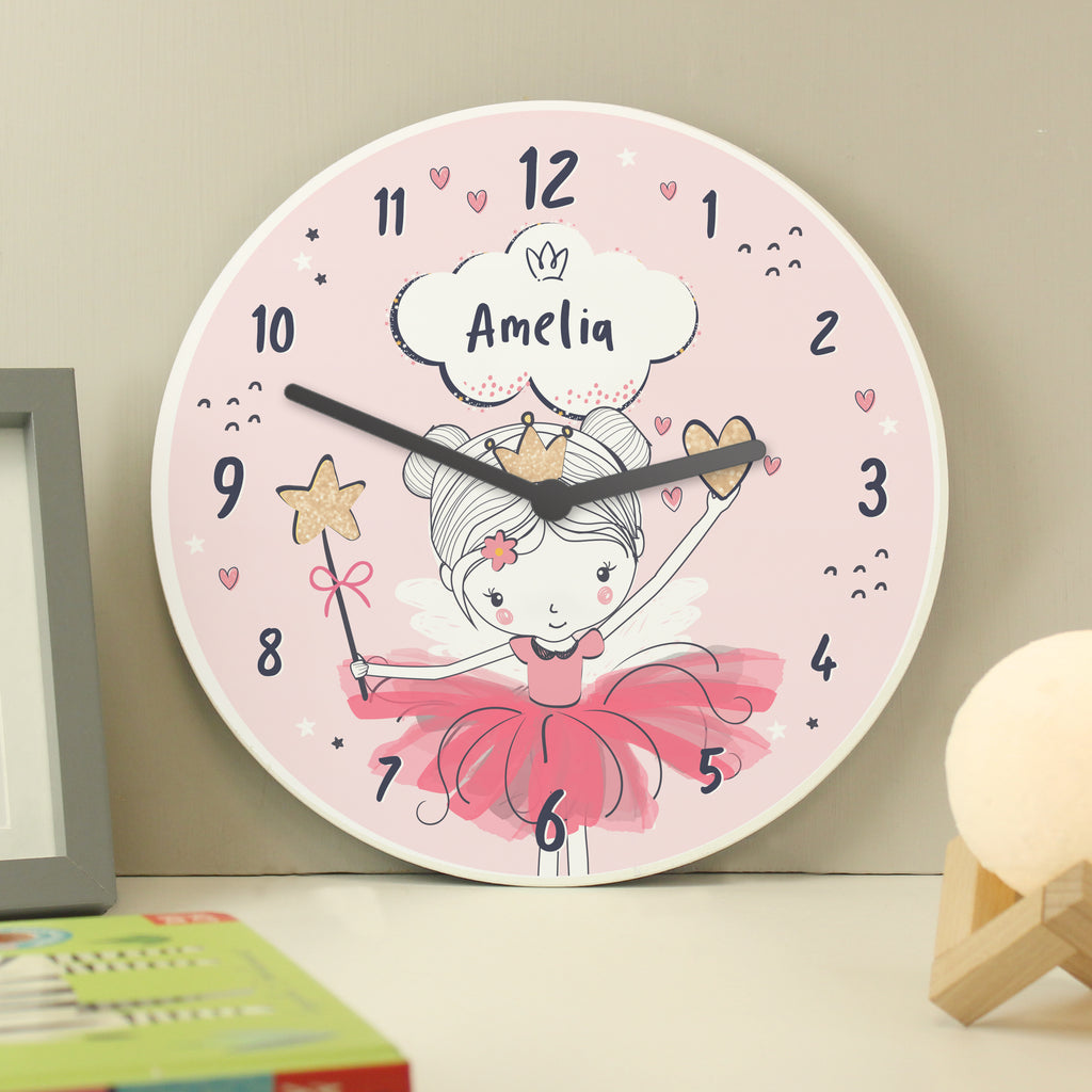Personalised Fairy Wooden Childrens Clock - Buy Clocks & Watches at GiftMasters.co.uk