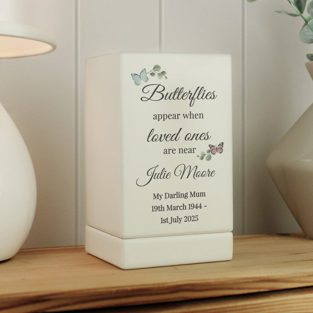 Personalised Butterflies Appear Small Wooden Urn - Buy Wooden Urns at GiftMasters.co.uk