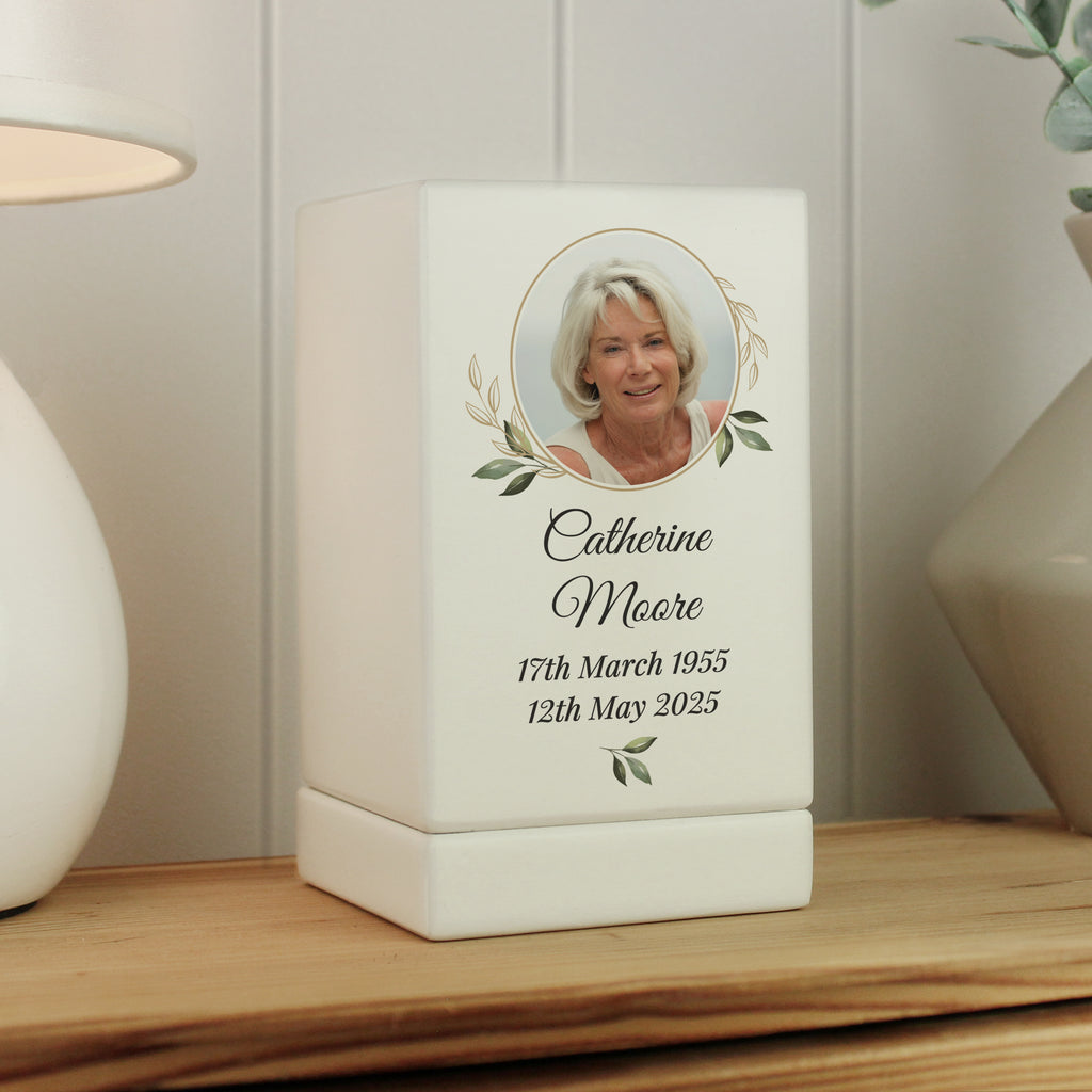 Personalised Photo Upload Small Wooden Urn - Buy Wooden Urns at GiftMasters.co.uk