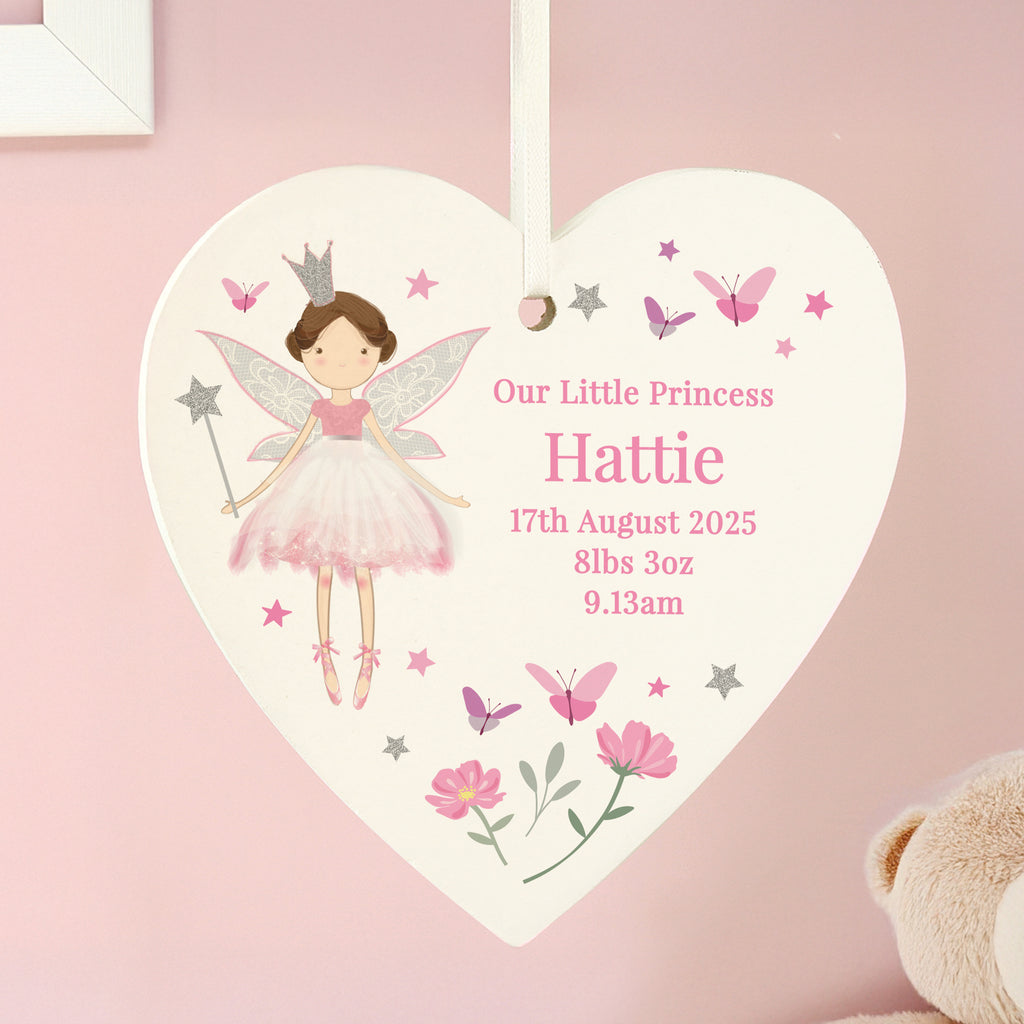 Personalised Fairy Princess Hanging Heart Ornament - Buy Hanging Decorations & Signs at GiftMasters.co.uk