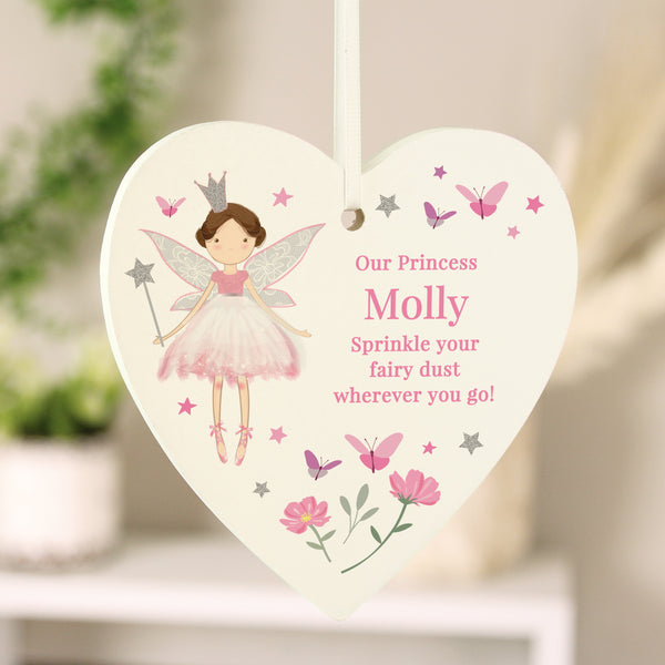 Personalised Fairy Princess Hanging Heart Ornament
