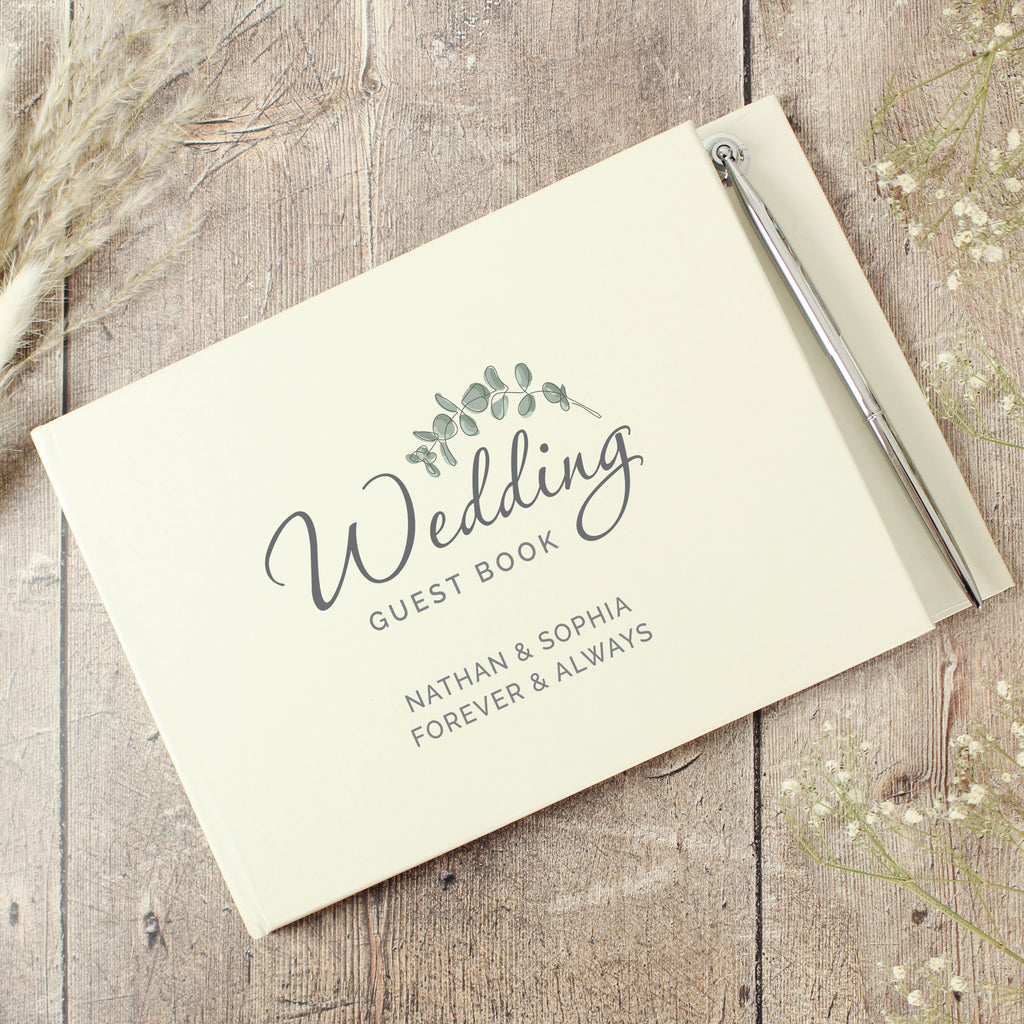 Personalised Botanical Wedding Guest Book & Pen - Buy Photo Frames, Albums and Guestbooks at GiftMasters.co.uk