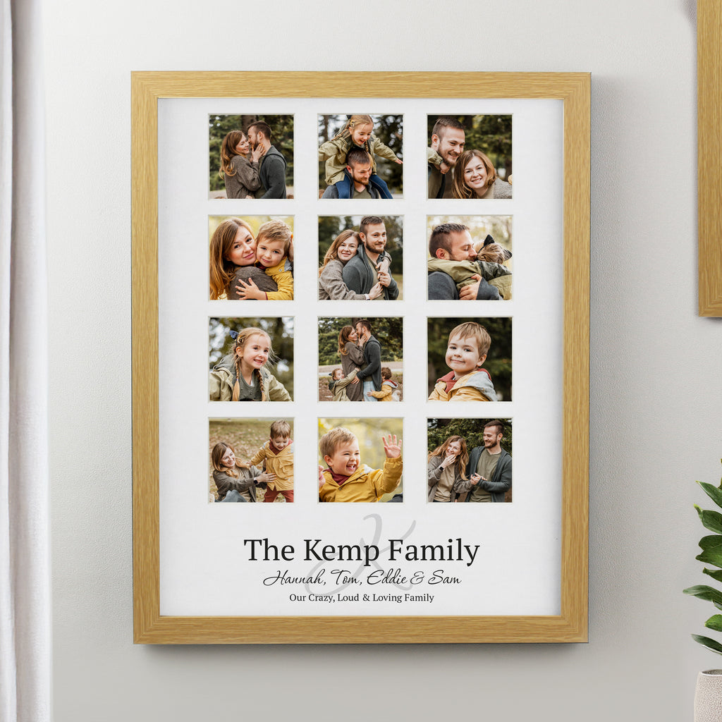 Personalised Family Oak Multi Photo Frame - Buy Poster Frames at GiftMasters.co.uk