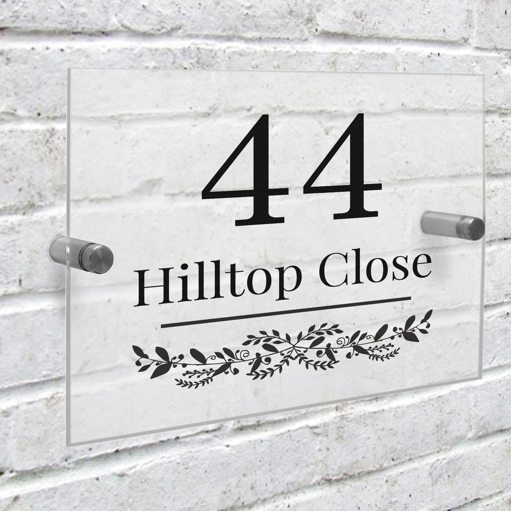 Personalised Botanical Acrylic House Sign - Buy Hanging Decorations & Signs at GiftMasters.co.uk