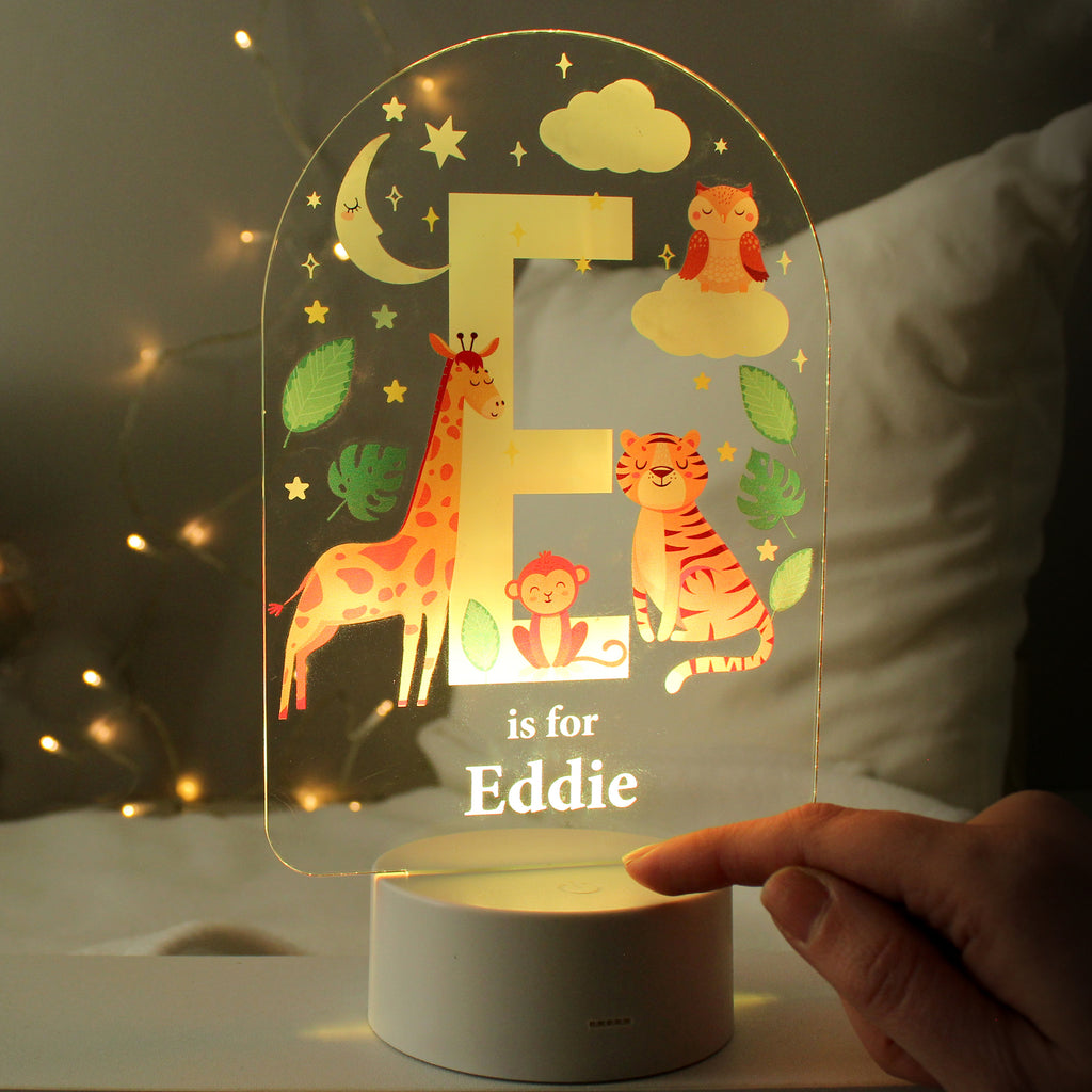 Personalised Animal Alphabet LED Colour Changing Night Light - Buy LED Lights, Candles & Decorations at GiftMasters.co.uk