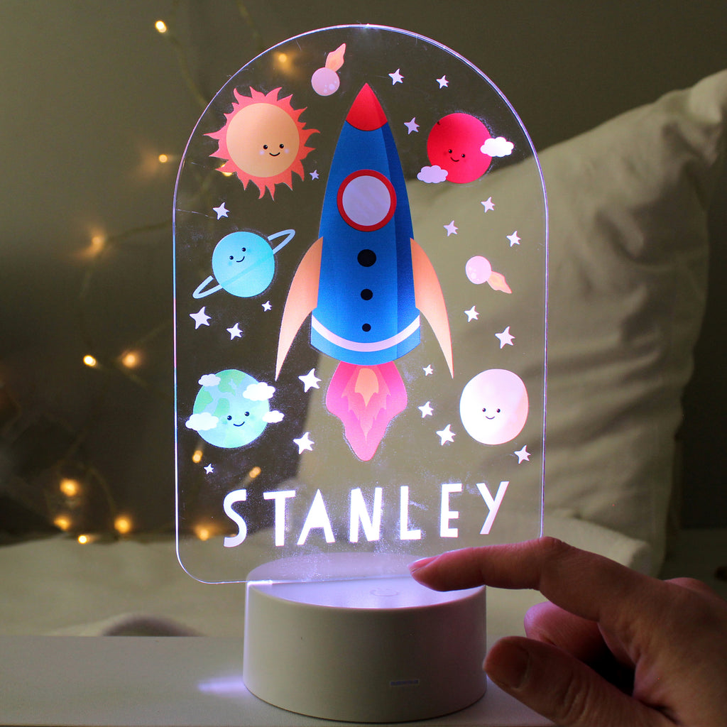Personalised Space Rocket LED Colour Changing Night Light - Buy LED Lights, Candles & Decorations at GiftMasters.co.uk