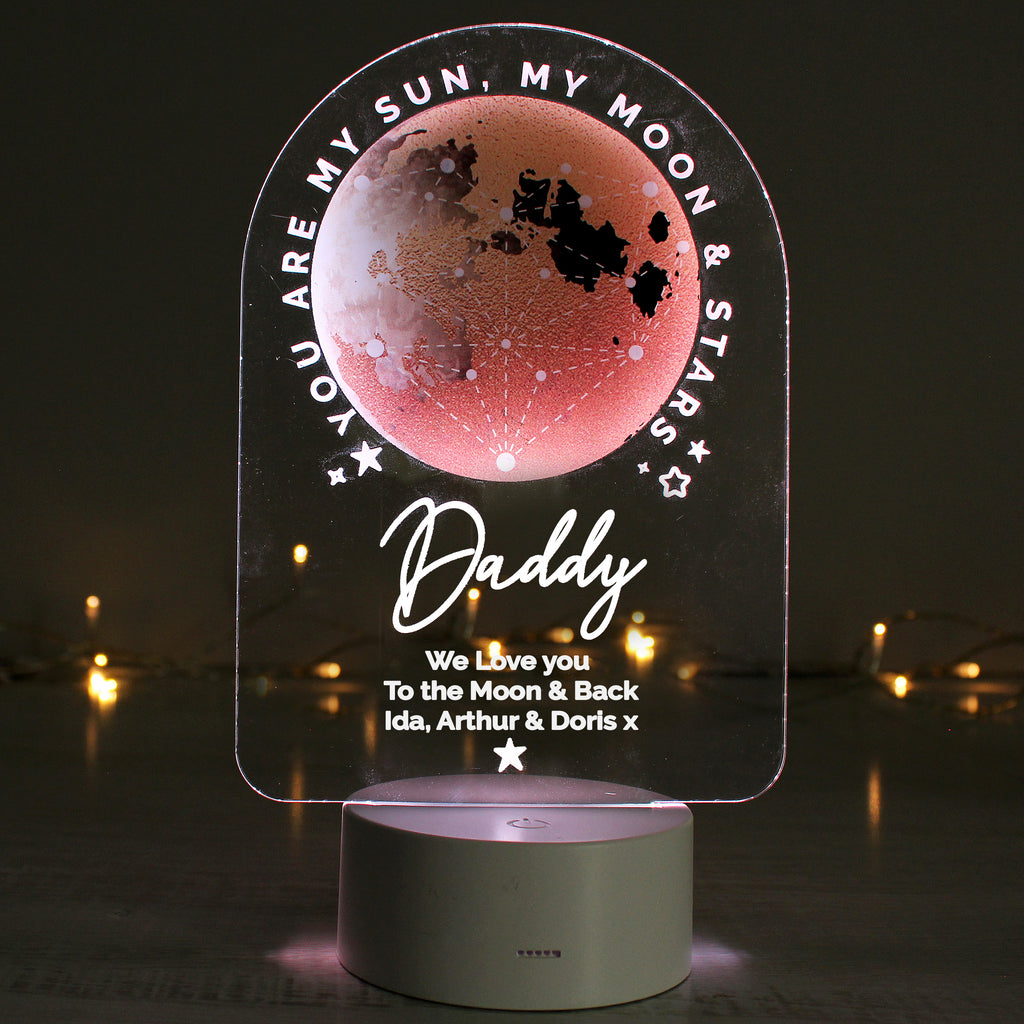 Personalised Sun Moon & Stars LED Colour Changing Night Light - Buy LED Lights, Candles & Decorations at GiftMasters.co.uk