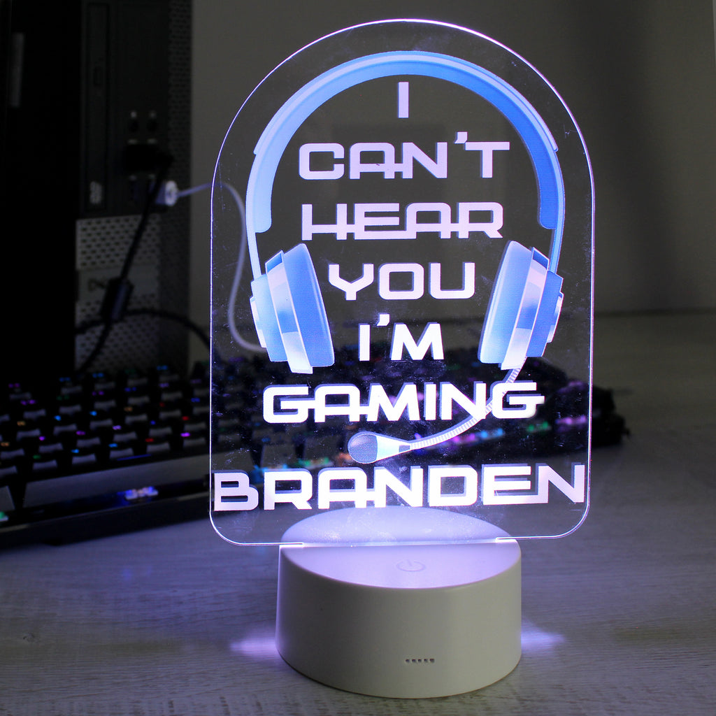 Personalised Blue Gaming LED Colour Changing Night Light - Buy LED Lights, Candles & Decorations at GiftMasters.co.uk