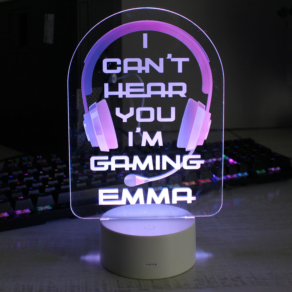 Personalised Pink Gaming LED Colour Changing Night Light - Buy LED Lights, Candles & Decorations at GiftMasters.co.uk