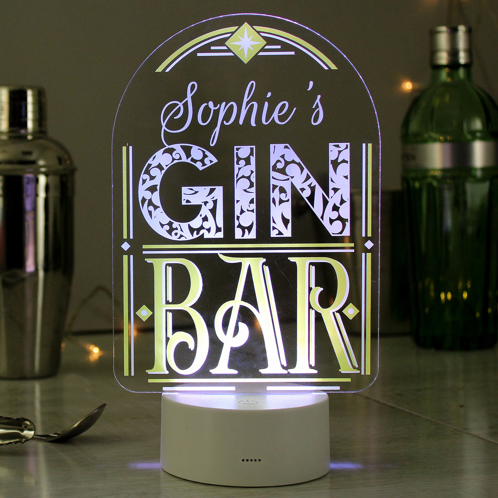 Personalised LED Colour Changing Gin Bar Sign - Buy LED Lights, Candles & Decorations at GiftMasters.co.uk