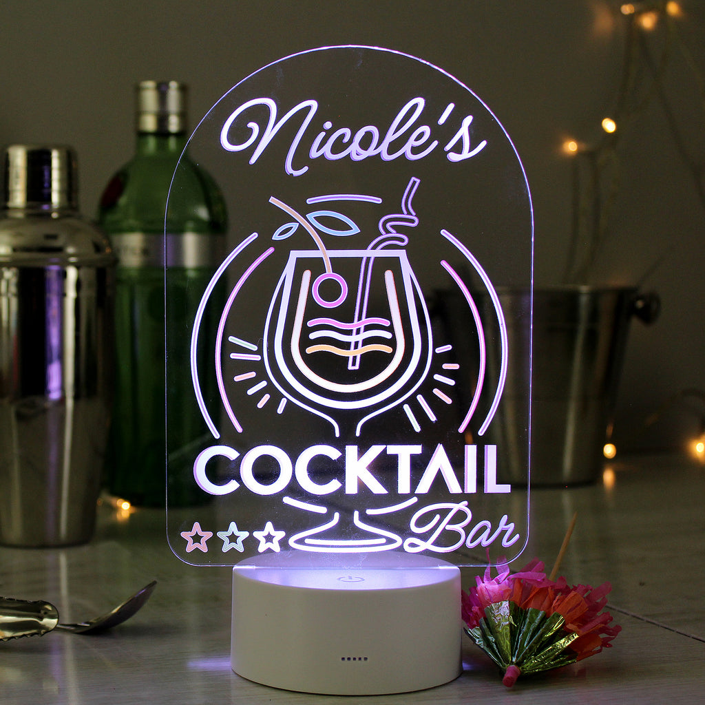 Personalised LED Colour Changing Cocktail Bar Sign - Buy LED Lights, Candles & Decorations at GiftMasters.co.uk