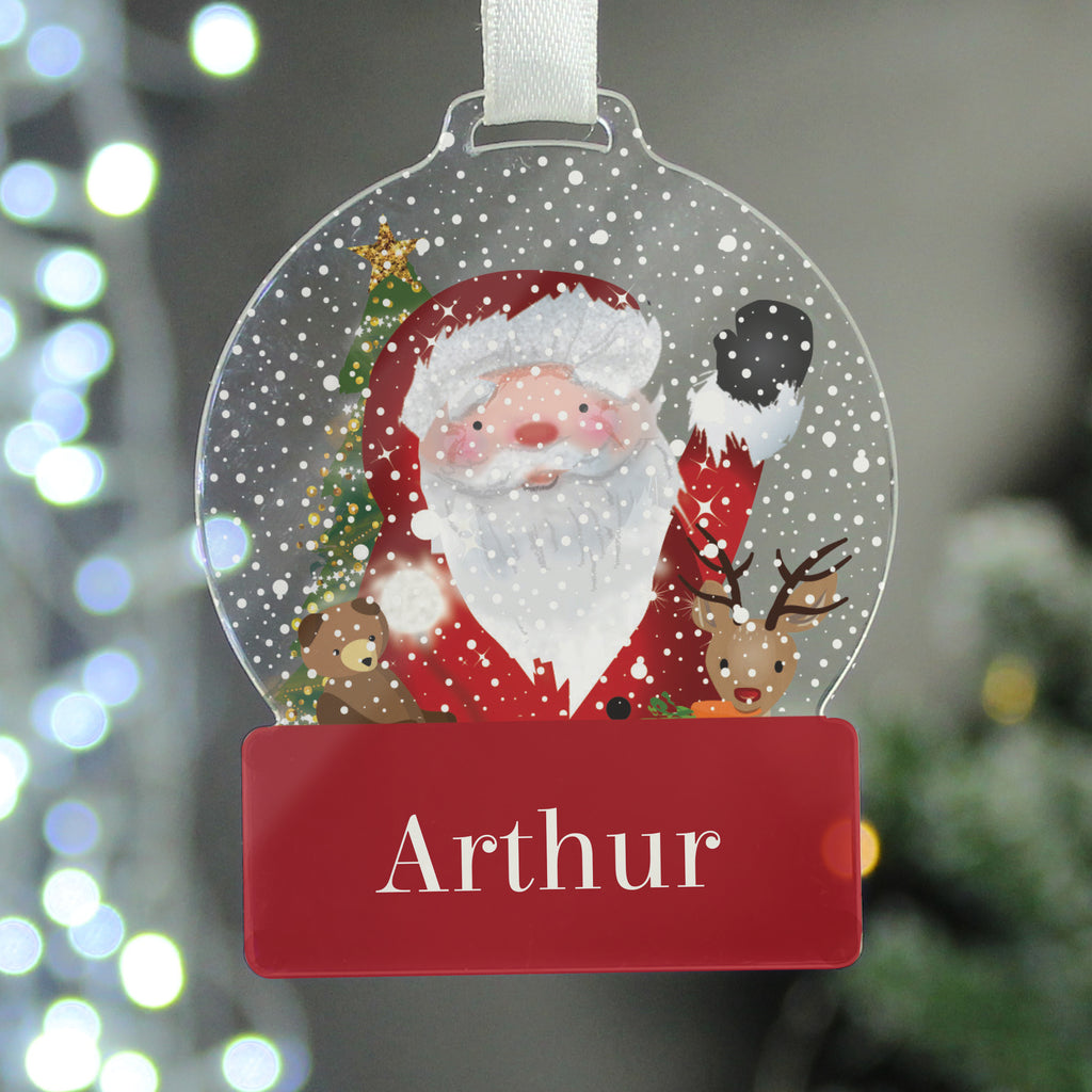 Personalised Santa Acrylic Snowglobe Decoration - Buy Christmas Decorations at GiftMasters.co.uk