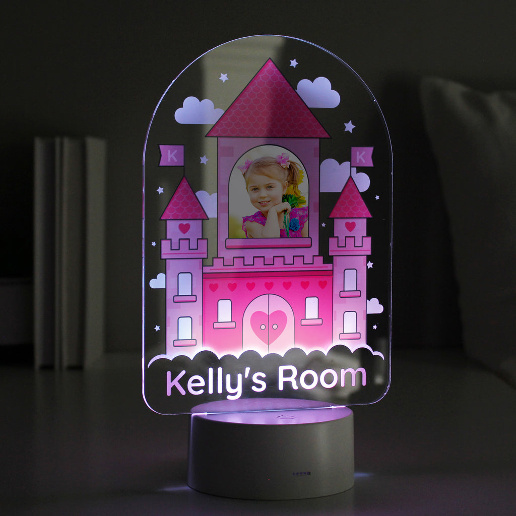 Personalised Pink Castle Photo Upload LED Colour Changing Night Light - Buy Photo Upload Products at GiftMasters.co.uk