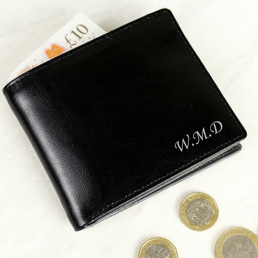 Personalised Script Font Leather Wallet - Buy Leather & Leatherette at GiftMasters.co.uk