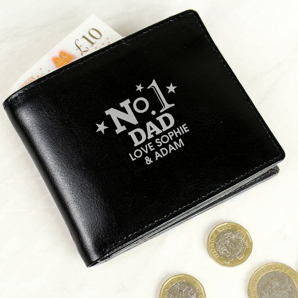 Personalised No.1 Leather Wallet - Buy Leather & Leatherette at GiftMasters.co.uk