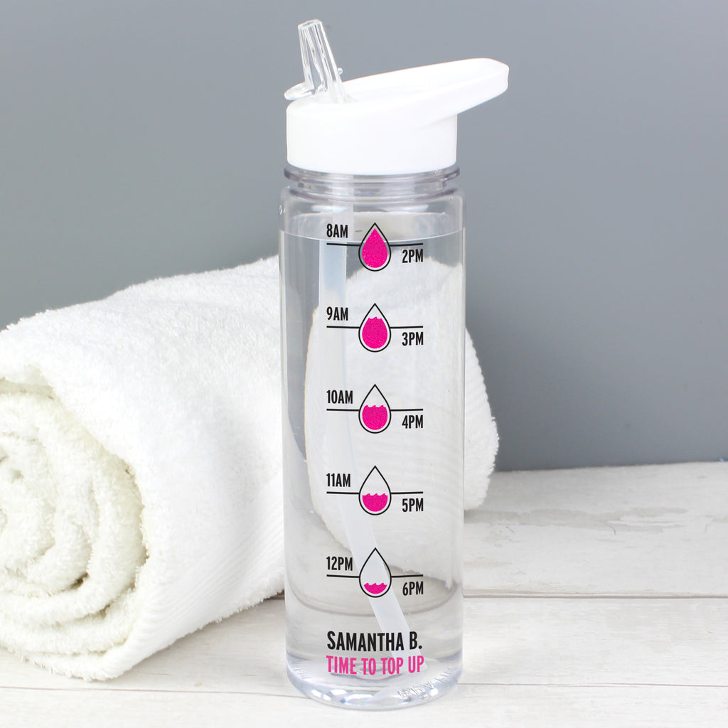 Personalised Pink 'Hydration Tracker' Water Bottle - Buy Drinks Bottles at GiftMasters.co.uk