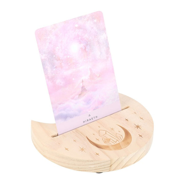 Natural Crystal Crescent Moon Tarot Card Stand - GiftMasters.co.uk