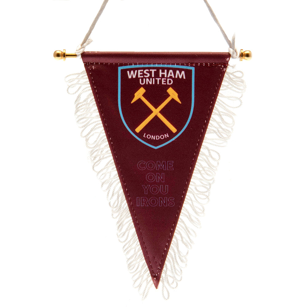 West Ham United FC Triangular Mini Pennant - Buy  at GiftMasters.co.uk