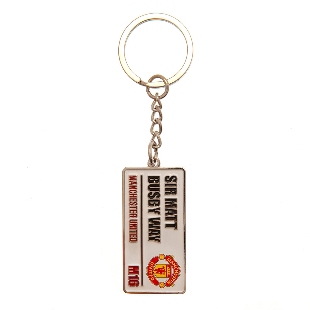 Manchester United FC Embossed Street Sign Keyring - Buy Keyrings at GiftMasters.co.uk