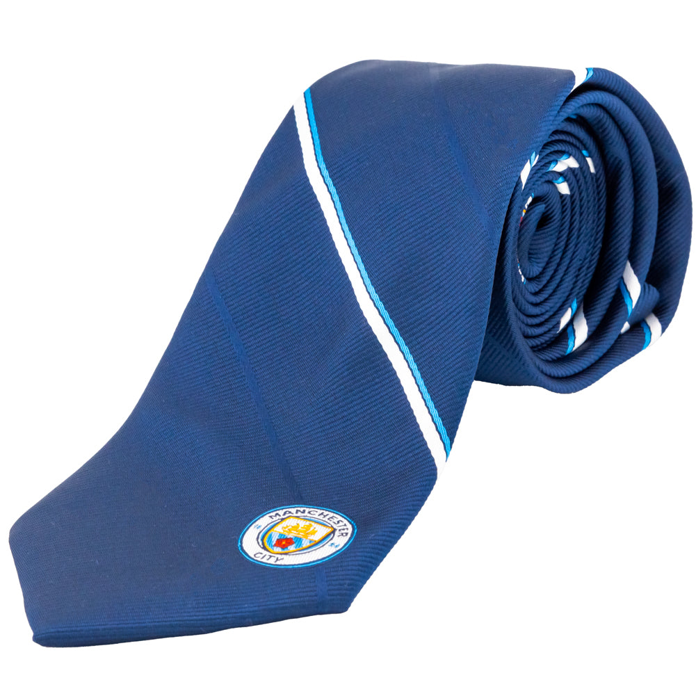 Manchester City FC Stripe Tie - Buy Ties & Pins at GiftMasters.co.uk
