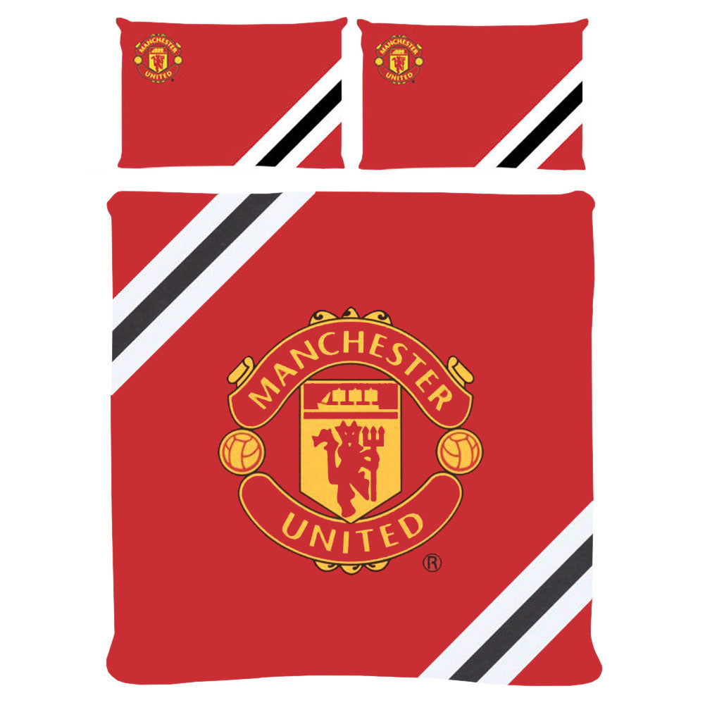 Manchester United FC Core Stripe Double Duvet Set - Buy Bed Linen at GiftMasters.co.uk