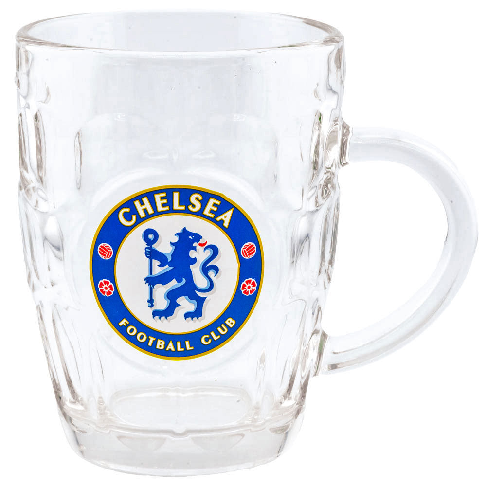 Chelsea FC Dimple Glass Tankard - Buy Glass Tankards at GiftMasters.co.uk