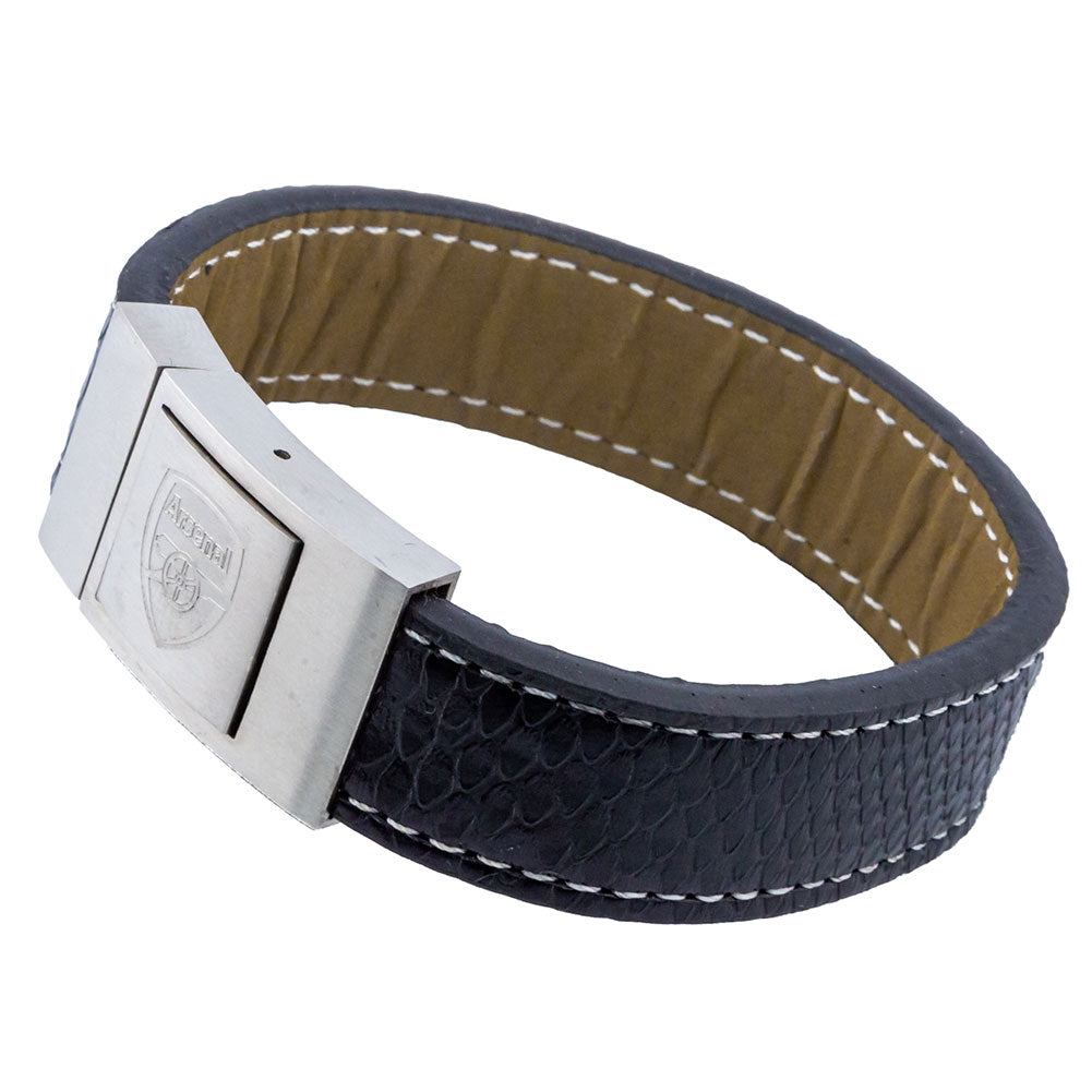Arsenal FC Stitched Leather Bracelet - Buy Leather at GiftMasters.co.uk