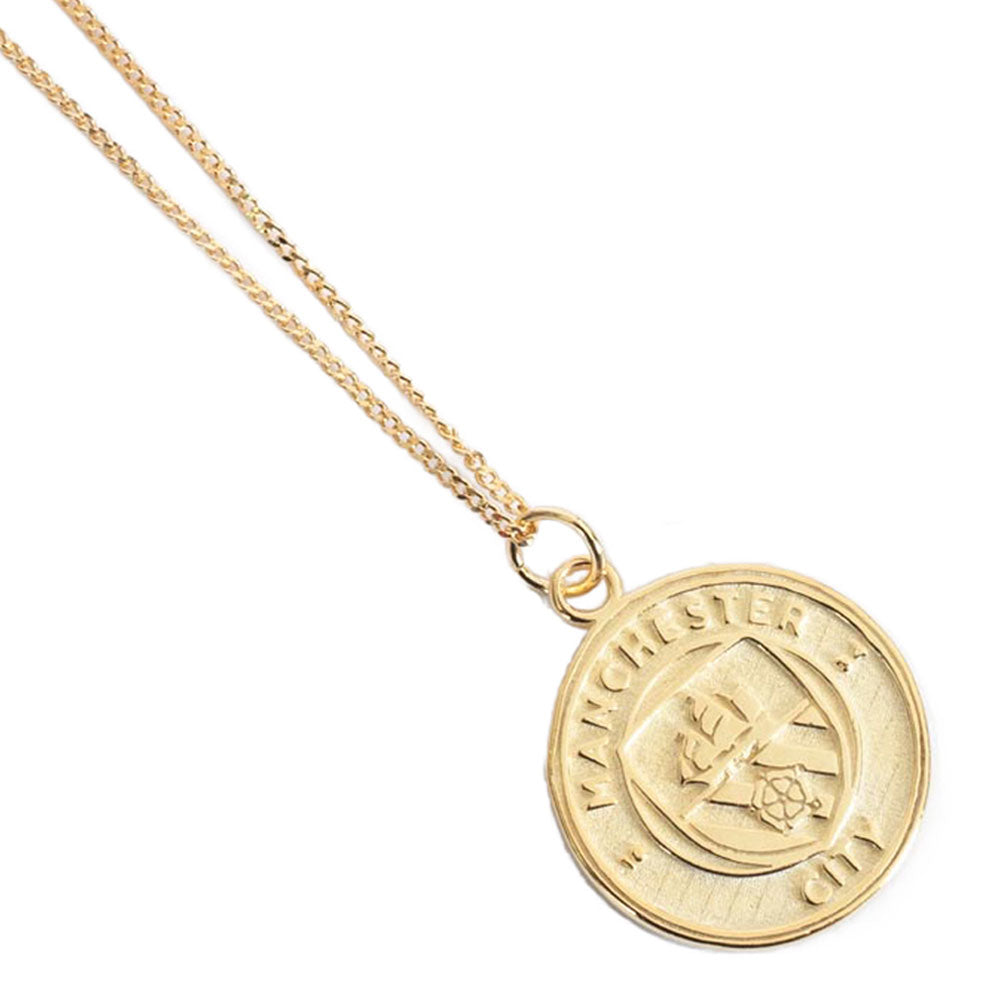 Manchester City FC 18ct Gold Plated on Silver Pendant & Chain - Buy Neckwear at GiftMasters.co.uk