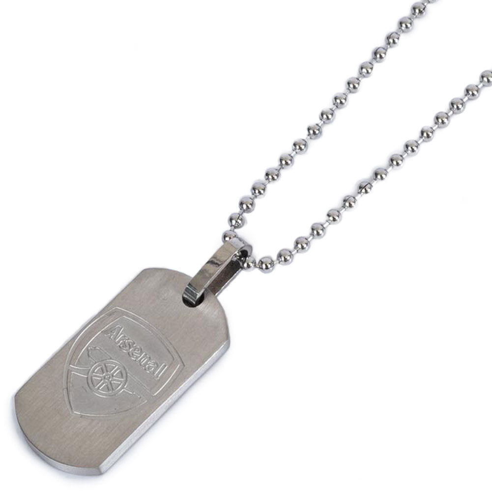 Arsenal FC Matt Finish Dog Tag & Chain - Buy Stainless Steel at GiftMasters.co.uk