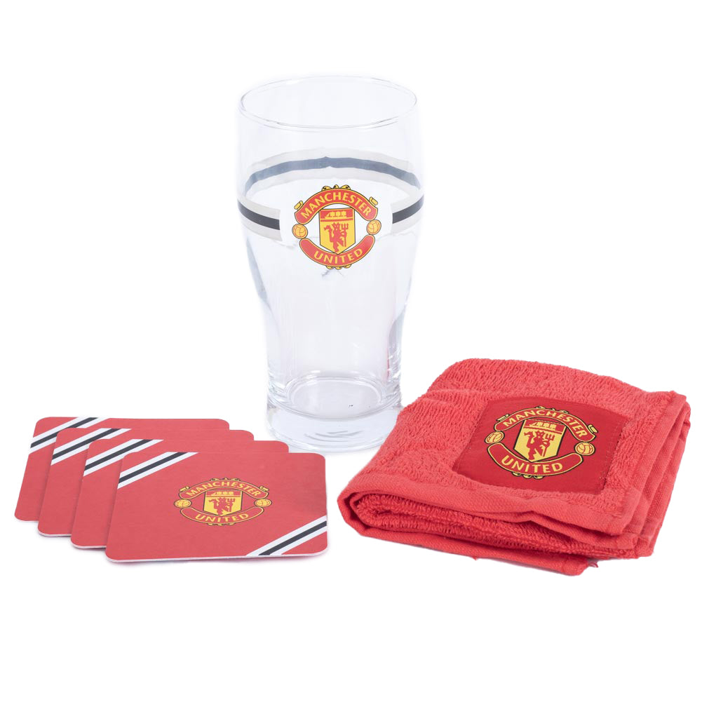 Manchester United FC Core Stripe Mini Bar Set - Buy Bar Sets at GiftMasters.co.uk