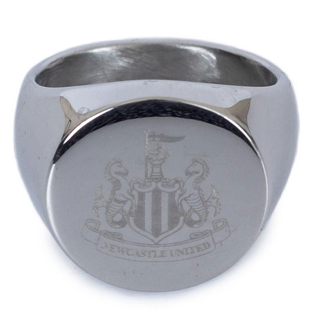 Newcastle United FC Round Signet Ring - Buy Stainless Steel at GiftMasters.co.uk