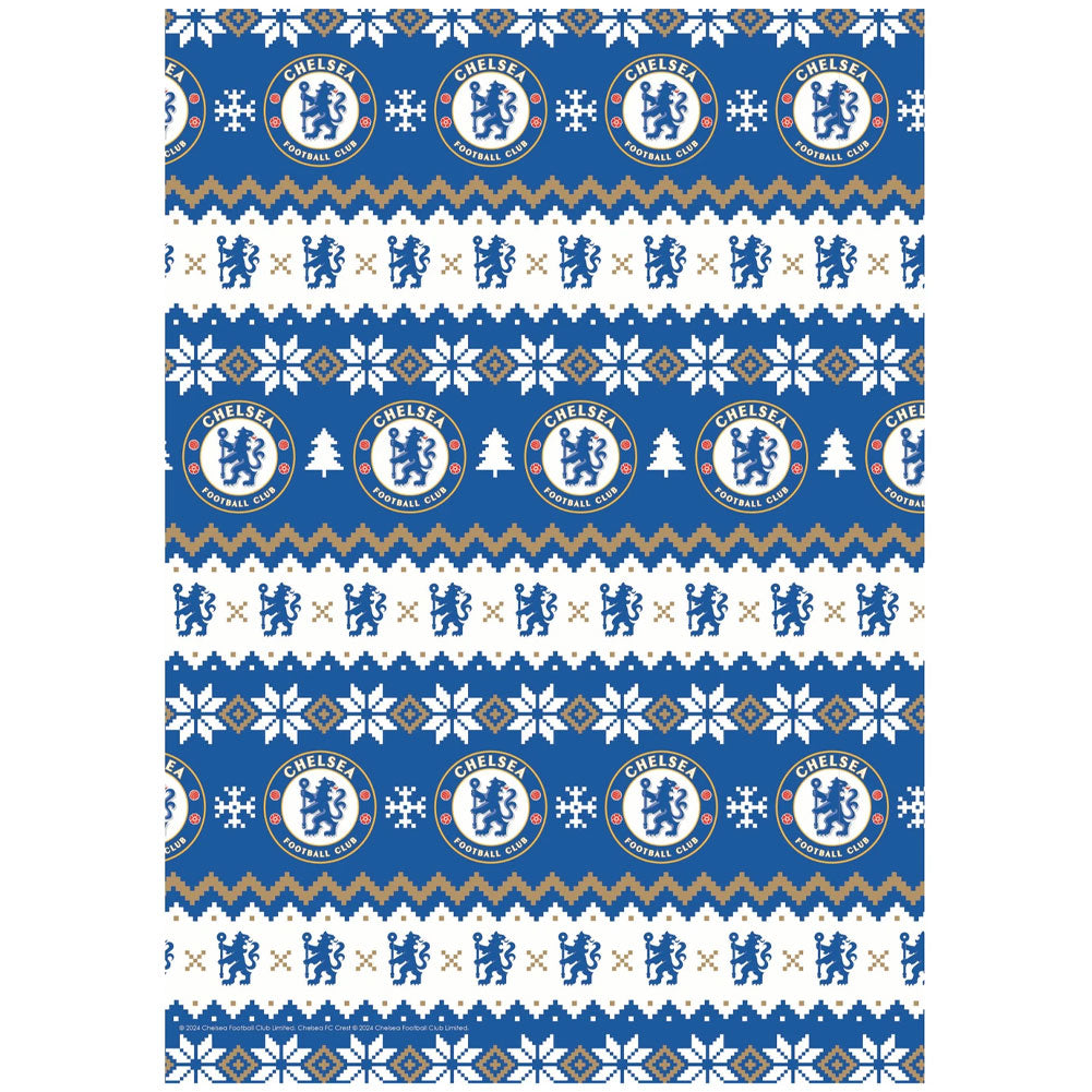 Chelsea FC Christmas Gift Wrap - Buy Gift Bags & Wrap at GiftMasters.co.uk