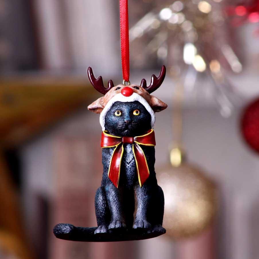 Reindeer Cat Hanging Ornament (LP) 9cm - Buy Hanging Decorations at GiftMasters.co.uk