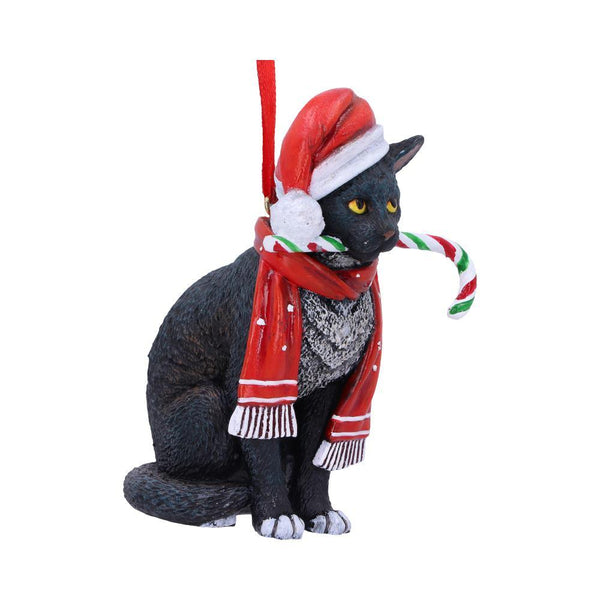 Candy Cane Cat Hanging Ornament (LP) 9cm - GiftMasters.co.uk