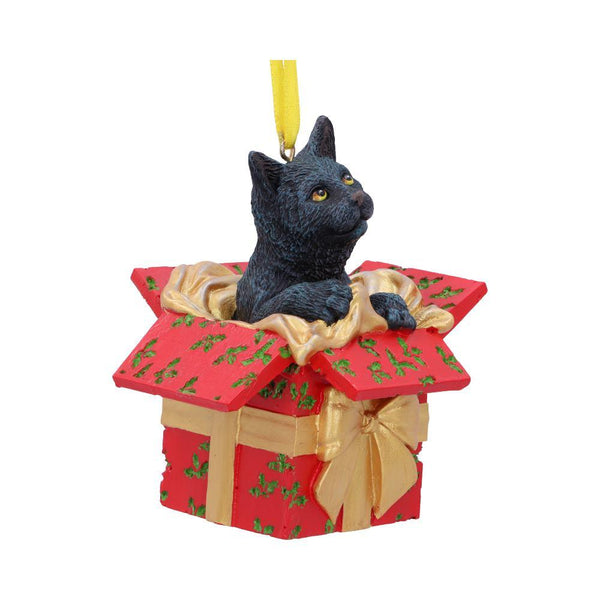 Present Cat Hanging Ornament (LP) 9cm - GiftMasters.co.uk