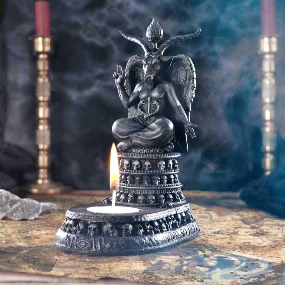 Baphomet's Devotion Tea Light Holder 17cm - Buy Candles & Holders at GiftMasters.co.uk