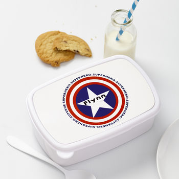 Personalised Children's Superhero Lunch Box - Buy Plastic Lunch Boxes at GiftMasters.co.uk