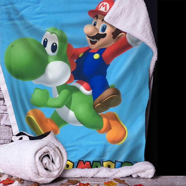 Super Mario - Mario and Yoshi Throw 100*150cm - GiftMasters.co.uk