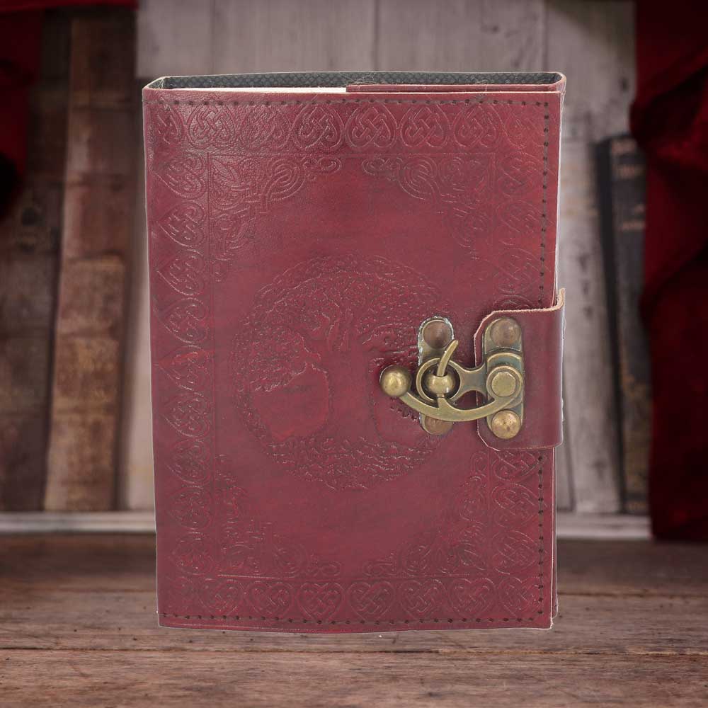 Tree Of Life Leather Journal w/lock 13 x 18cm - Buy Leather Journals at GiftMasters.co.uk