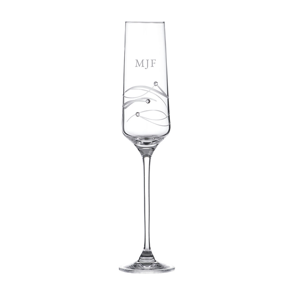 Personalised Spiral Champagne Flute with Swarovski Crystals - Buy Glass Swarovski Crystals at GiftMasters.co.uk