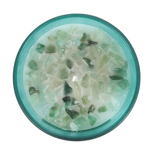Heart Chakra Mint Crystal Chip Candle - GiftMasters.co.uk