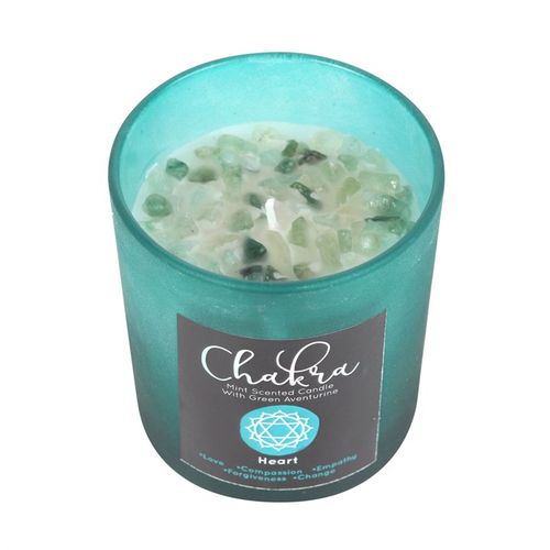Heart Chakra Mint Crystal Chip Candle - Buy  at GiftMasters.co.uk