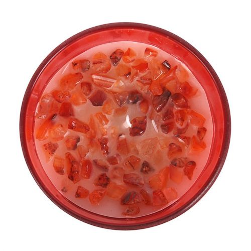 Root Chakra Strawberry Crystal Chip Candle - GiftMasters.co.uk