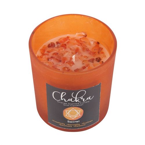 Sacral Chakra Orange Crystal Chip Candle - Buy  at GiftMasters.co.uk