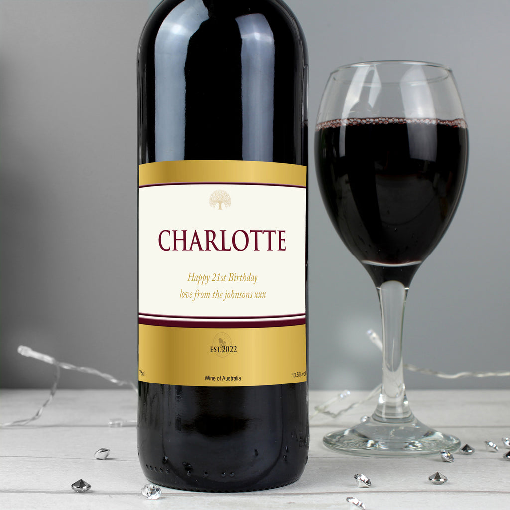 Personalised Gold Label Red Wine - Buy Alcohol at GiftMasters.co.uk
