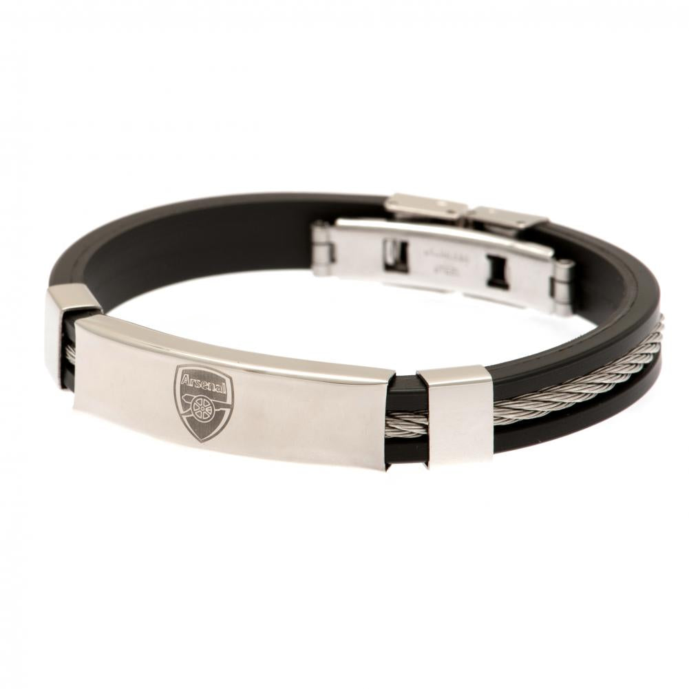Arsenal FC Silver Inlay Silicone Bracelet - Buy Silicone at GiftMasters.co.uk